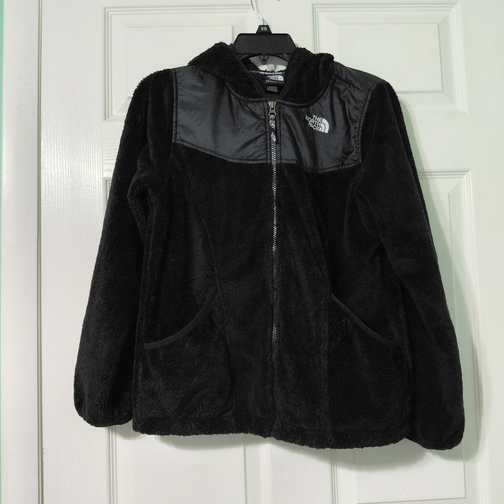 The North Face Girls XL 18 Black Oso Hooded High Pile Fleece Jacket Full Zip F15